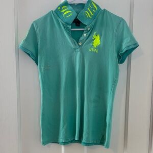 USPA Teal Polo with neon details  Polo Shirt